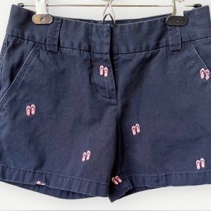 J. Crew Navy Blue Flip Flop Print Chino City Fit 4.5 Inch Shorts. 0.